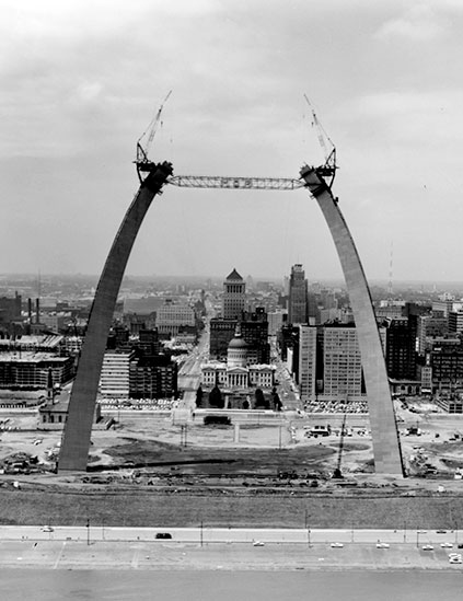 The St. Louis Arch under construction